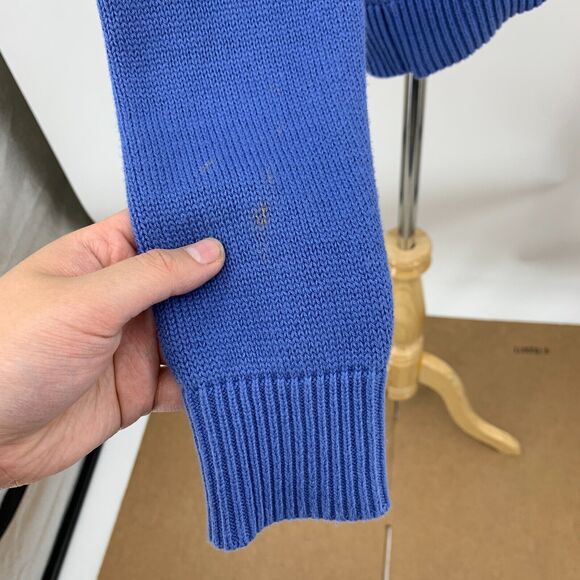 Loft Ann Taylor Cardigan Womens S Small Cadet Blue Cotton Big Button Ribbed Trim - Picture 8 of 14